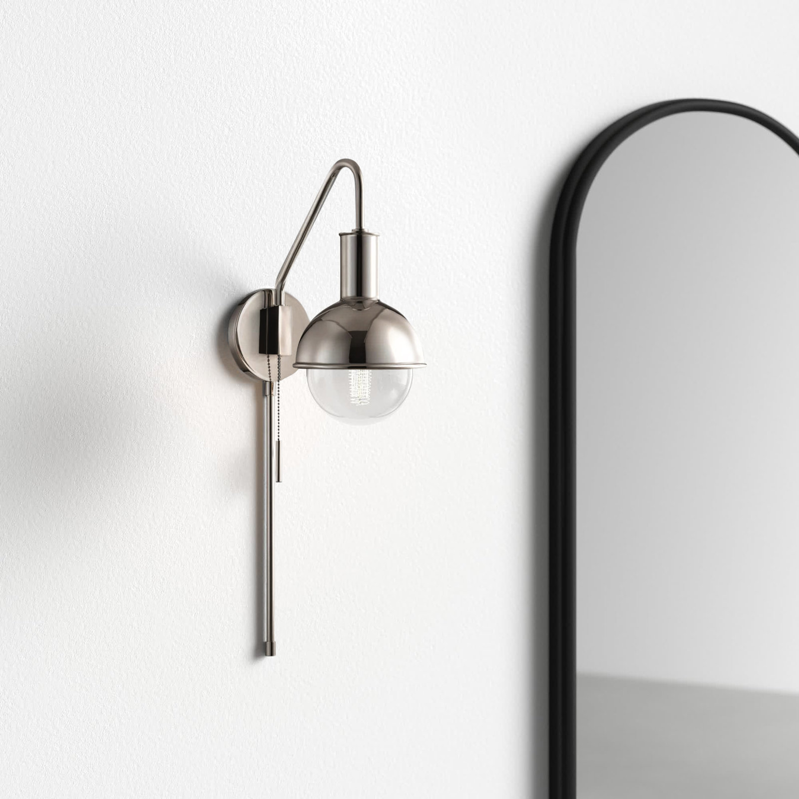 Luke Single Light Dimmable Plug-in Armed Sconce, Polished Nickel