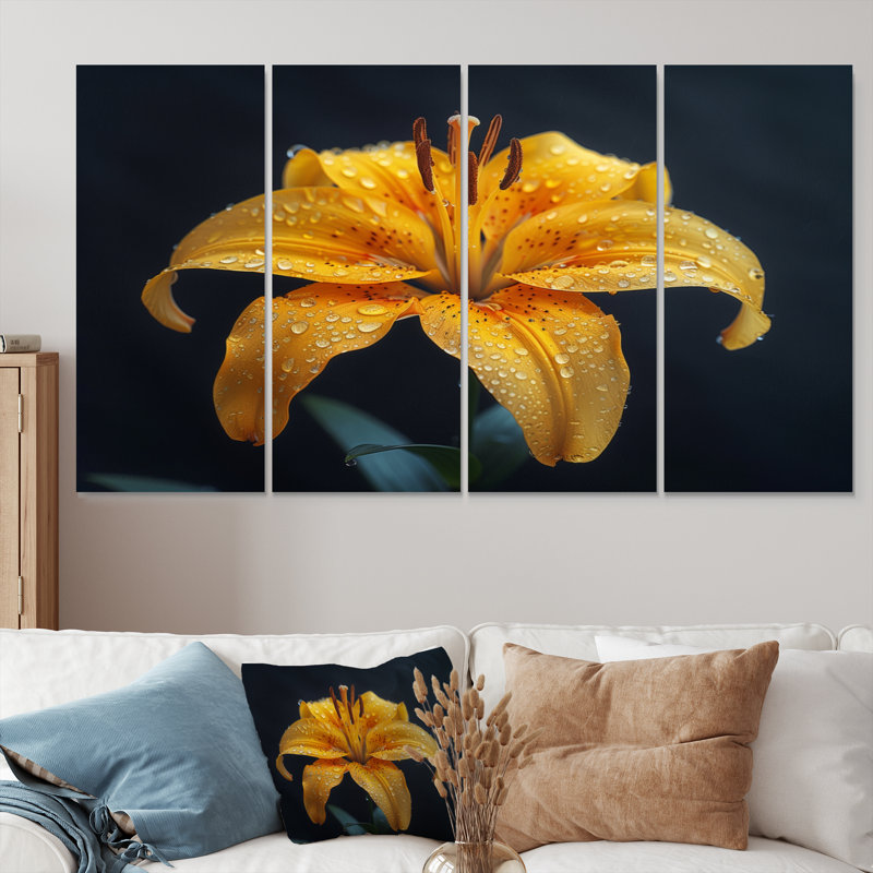 Ensemble de décoration murale lys jaune et noir, printemps et beauté, H 28 po x l 48 po