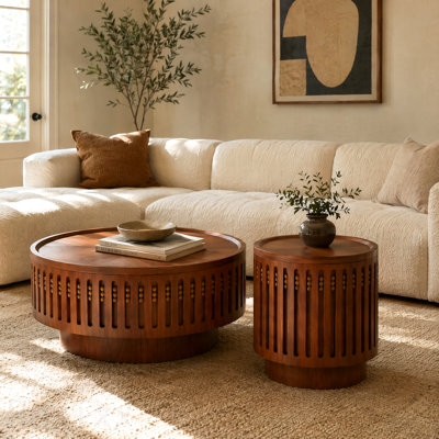 2-Piece Lattice Design Coffee Table Set
