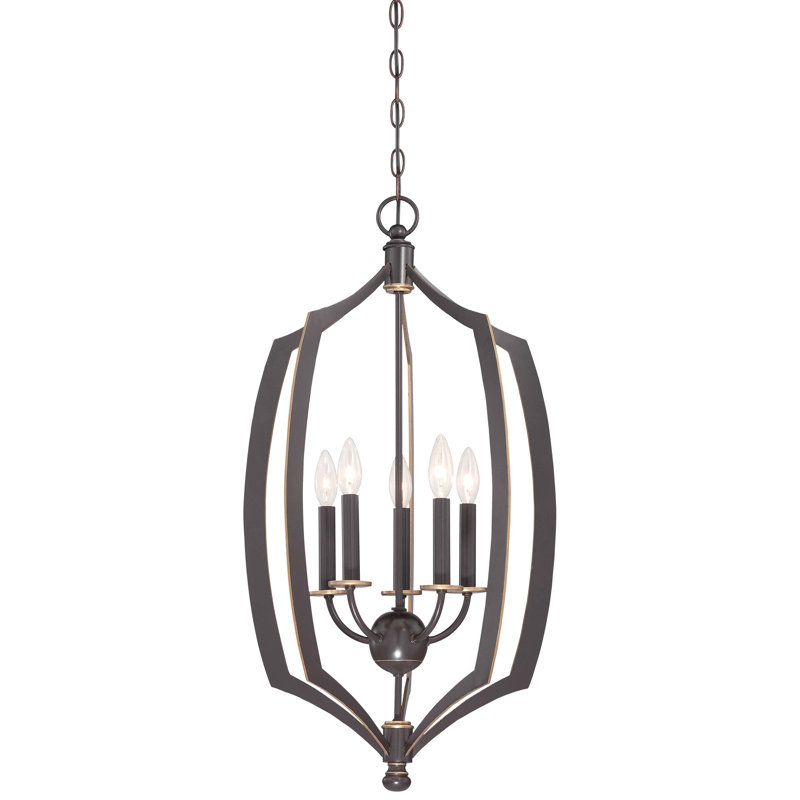 5 - Light Dimmable Geometric Chandelier, 30" H x 17" W x 17" D