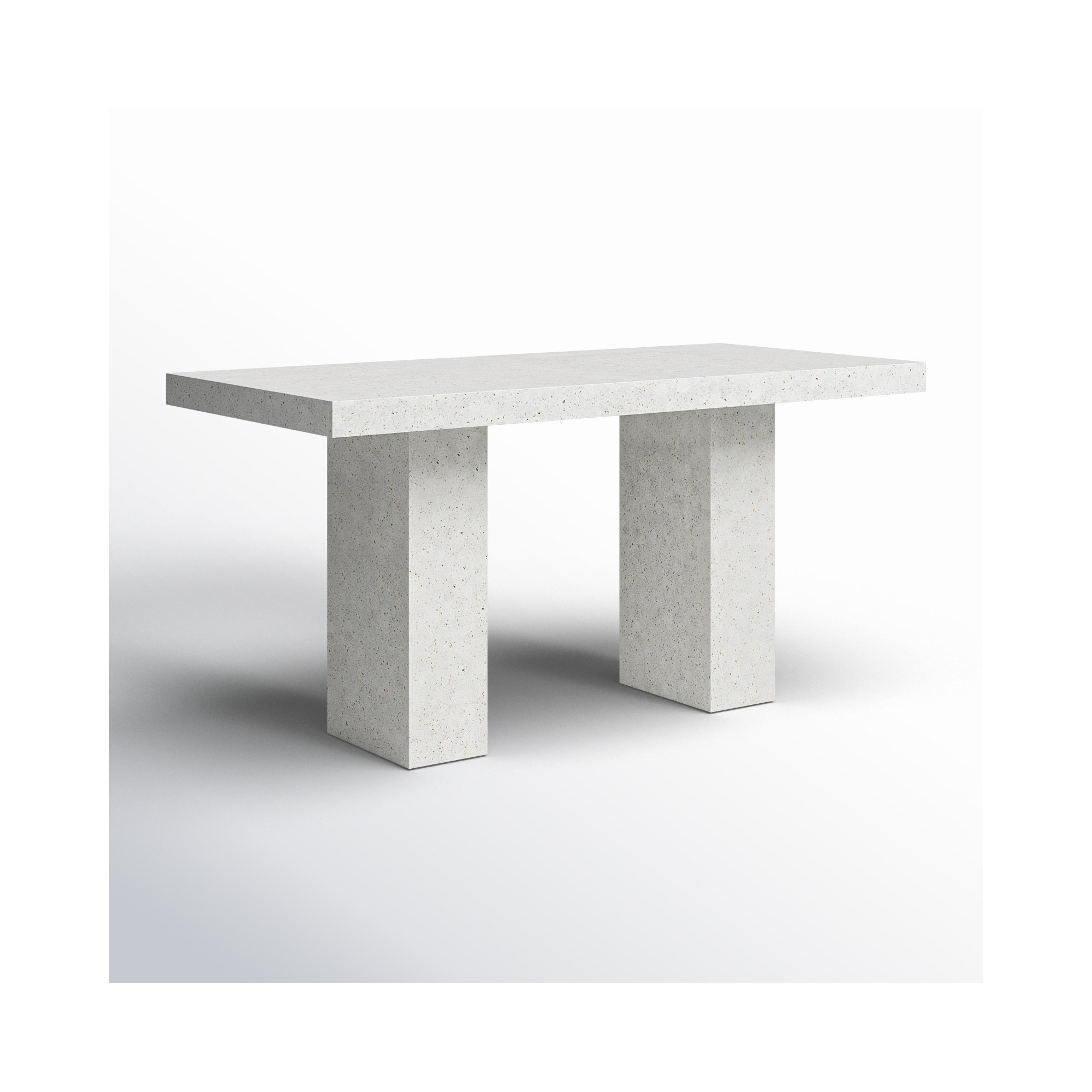 Kareen Pedestal Dining Table, Bar Table (41.75" Height), 82.75" L x 39.25" W, Ivory Terrazo