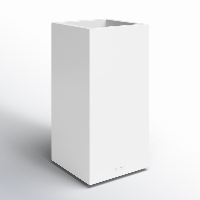 Block Series Pedestal Planter, 31.75” H x 15.5” W x 15.5” D, White