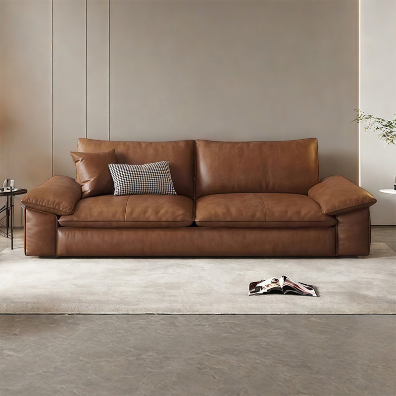 Canapé à rangée droite simple et rétro de style italien, H 27,55 po x l 74,80 po x P 37 po, 2
