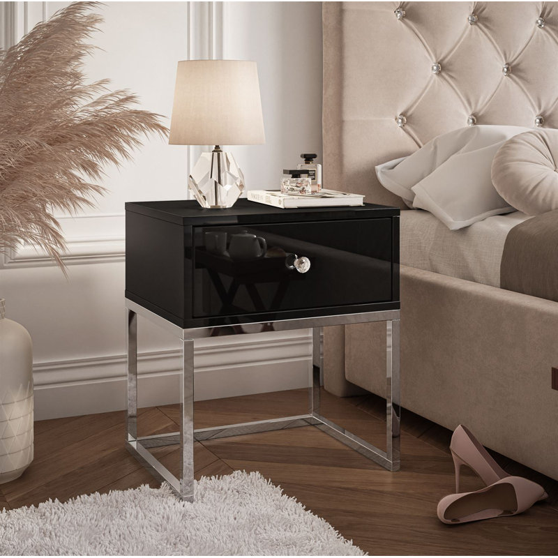 Benno 1 Drawer Bedside Table, Black