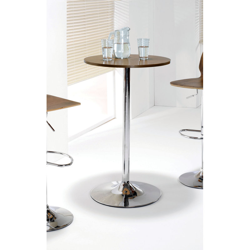 Astral Round Metal Base Dining Table, Walnut