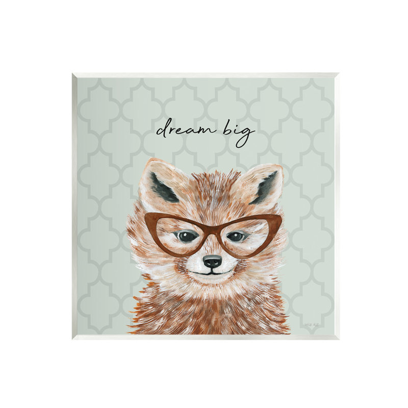 «Dream Big Happy Fox» par Cindy Jacobs - impression, H 12 po x l 12 po x P 0,5 po, Unframed