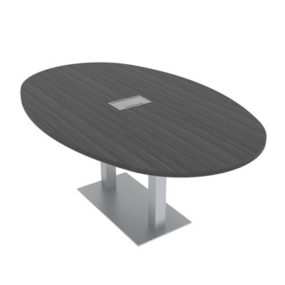 Table de réunion ovale avec module d'alimentation et de données pour 6 personnes