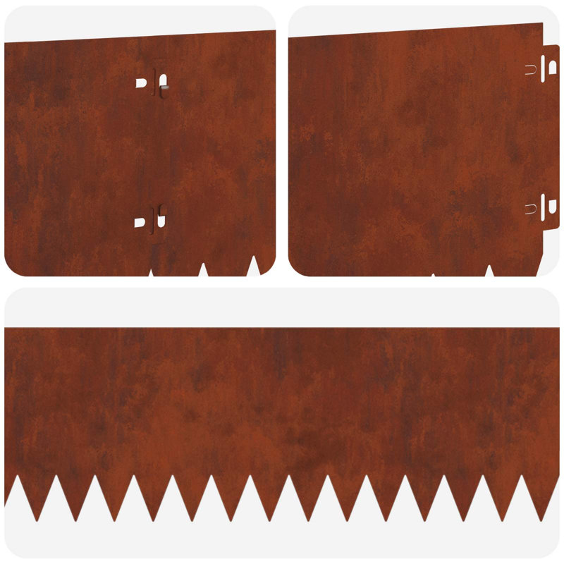103 cm W Steel Lawn Edging Fencing, 20cm H x 103cm W, Rusty