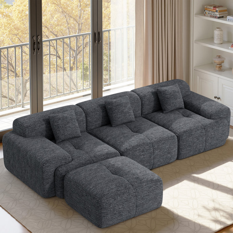 3 Seater Corner Sofa , Black