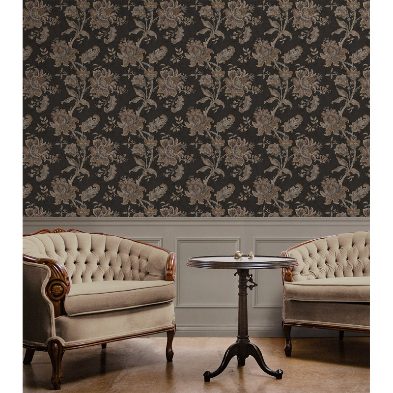  Linen & Latte Anelda Jacobean Papier peint adhésif, Gris / Brun