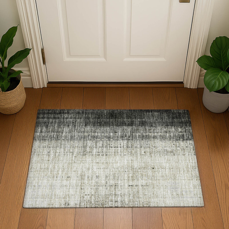 Premium Machine Washable Mayfield AMF2240 Striped Rug, 1'8" x 2'6", Beige