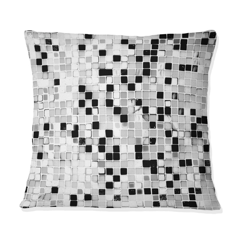 Carreau de mosaïque blanc moderne - Coussin décoratif moderne, H 18 po x l 18 po