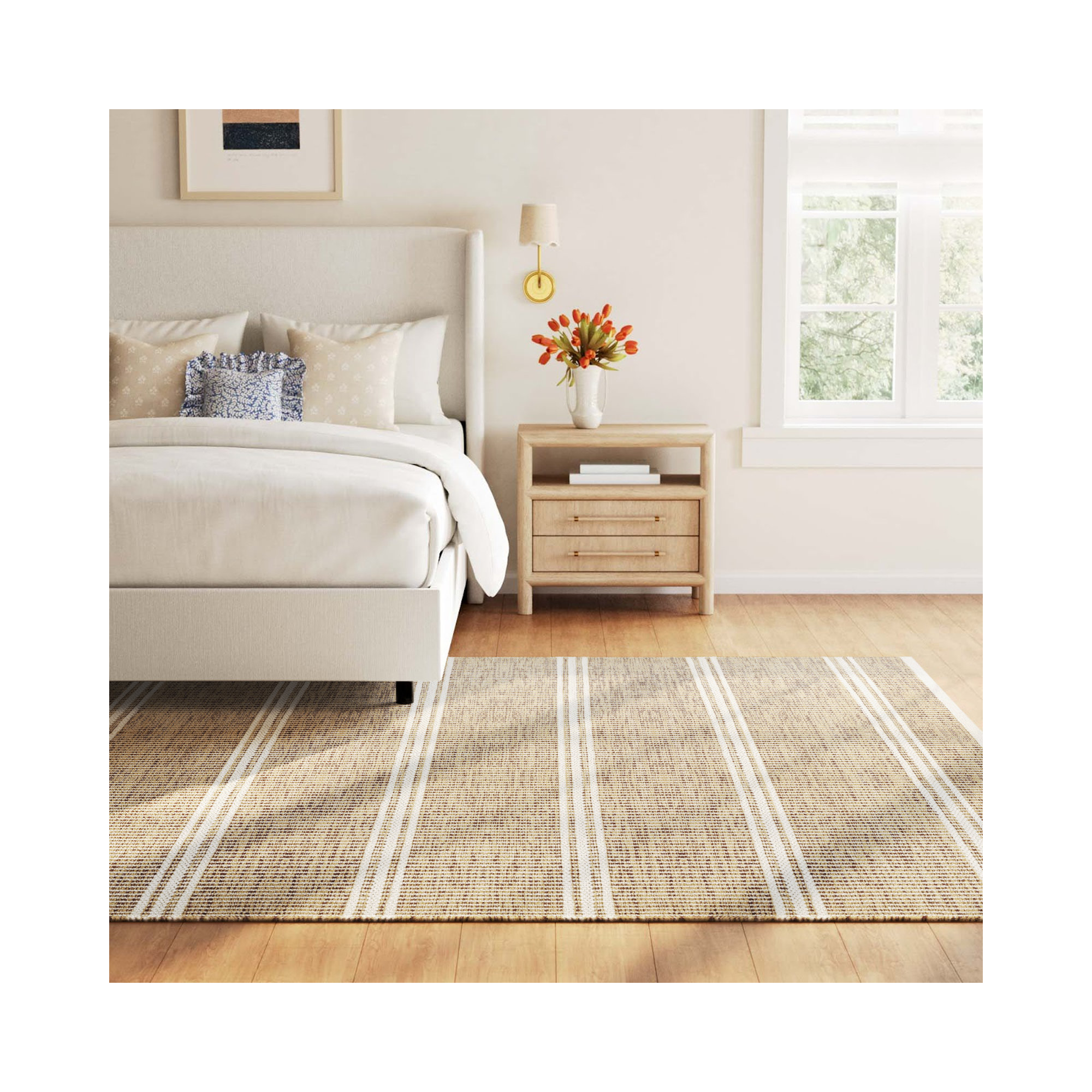 Malta Grey Handwoven Wool Rug, Rectangle 9' x 12', Natural