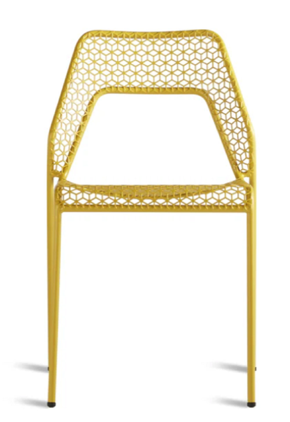 Hot Mesh Premium All-Weather Wicker Outdoor Stacking Dining Side Chair, Natural Yellow