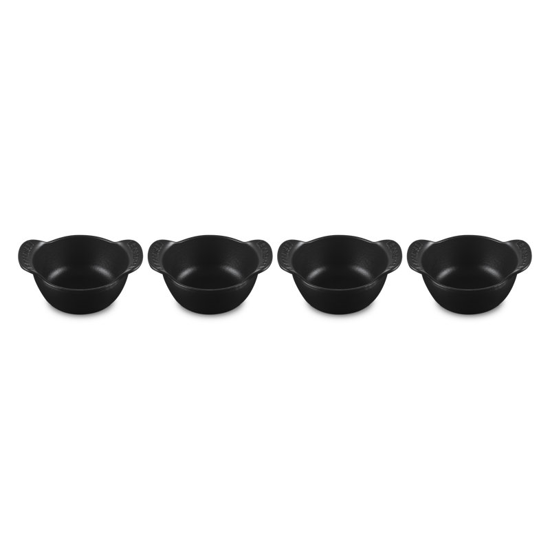 Le Creuset Enameled Cast Iron Set Of 4 Mini Round Cocottes, 1/3 Qt. Each, Matte Black