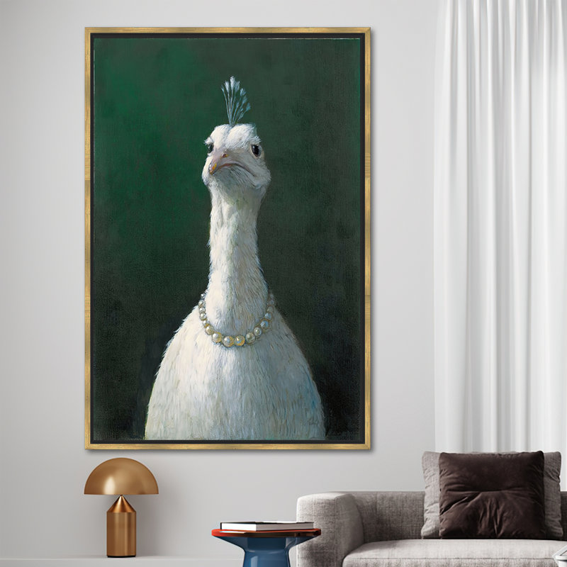 Impression sur toile «Peacock with Perles», impression sur toile, H 45 po x l 33 po, Doré