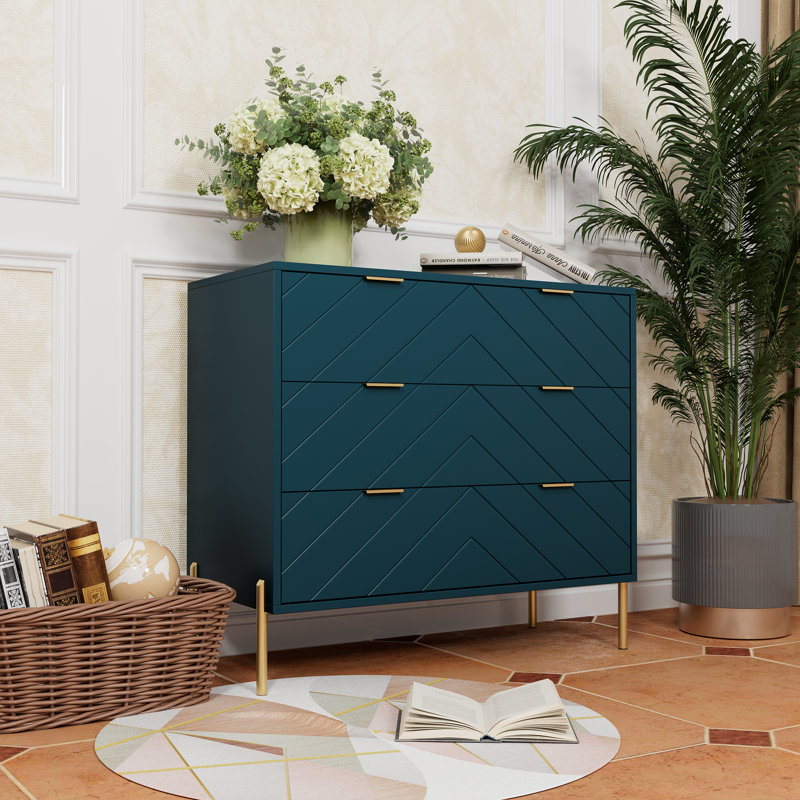 3-Drawer Nightstand Modern Tall Bedside Table with Storage Drawers, Green