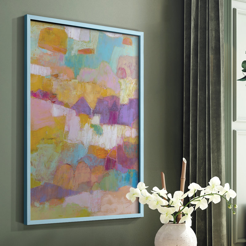 Kindill I, reproduction encadrée - bois massif, Bleu, H 10 po x l 8 po
