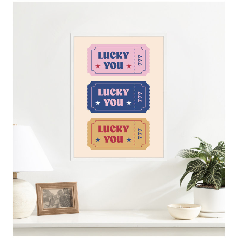 «LuckyYouTicket» par Rachel Lee, 3 oiseaux, reproduction d'art sur toile encadrée
