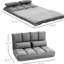 Canapé-lit pliant, réglable et avec 2 coussins, gris, peu encombrant, fauteuil convertible robuste, plancher, solide