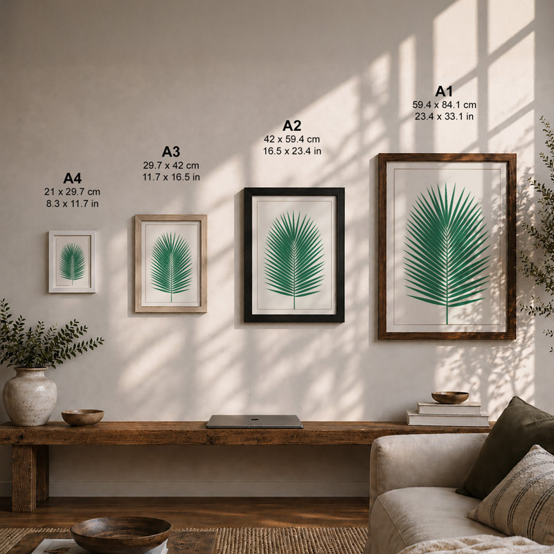 Single Palm Frond Botanical - Print, Walnut, A4 - 29.7 x 21.0 cm