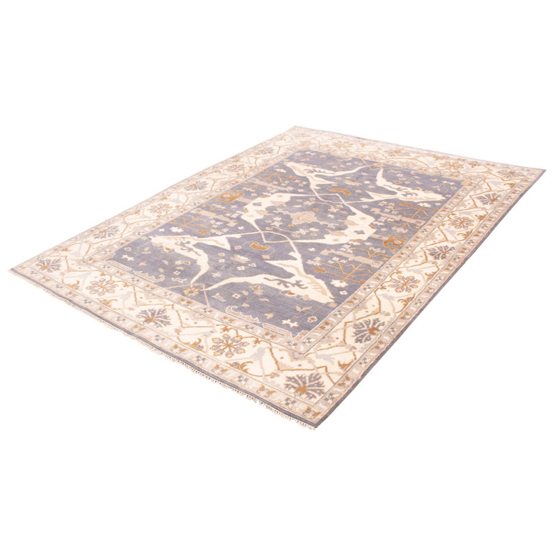 Tapis unique en laine noué à la main 9 pi x 12 pi nouvel âge Teric en brun / gris foncé / brun clair