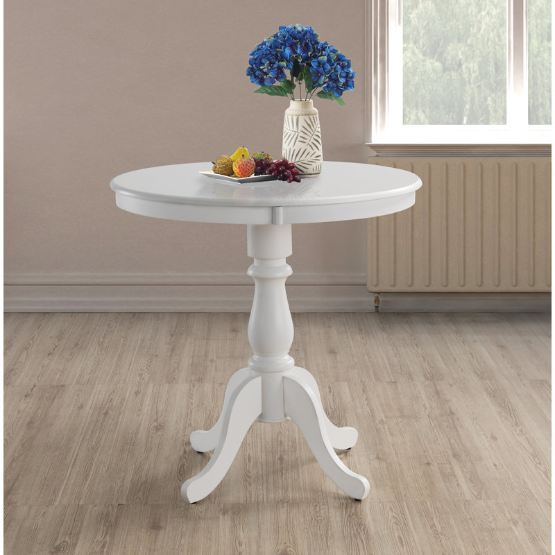 Table de bar ronde classique blanche à piédestal de 36 pouces avec design peu encombrant, Blanc pur