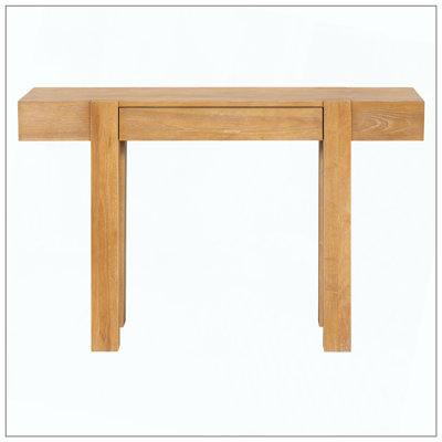 Rustic Minimalist Console Table Hidden Drawer Side Power Outlet