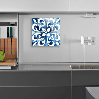«Cobalt Tile II» par Grace Popp, art mural en verre acrylique