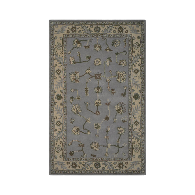 Tapis oriental multicolore en laine touffeté à la main, Rectangle de 5 pi x 8 pi