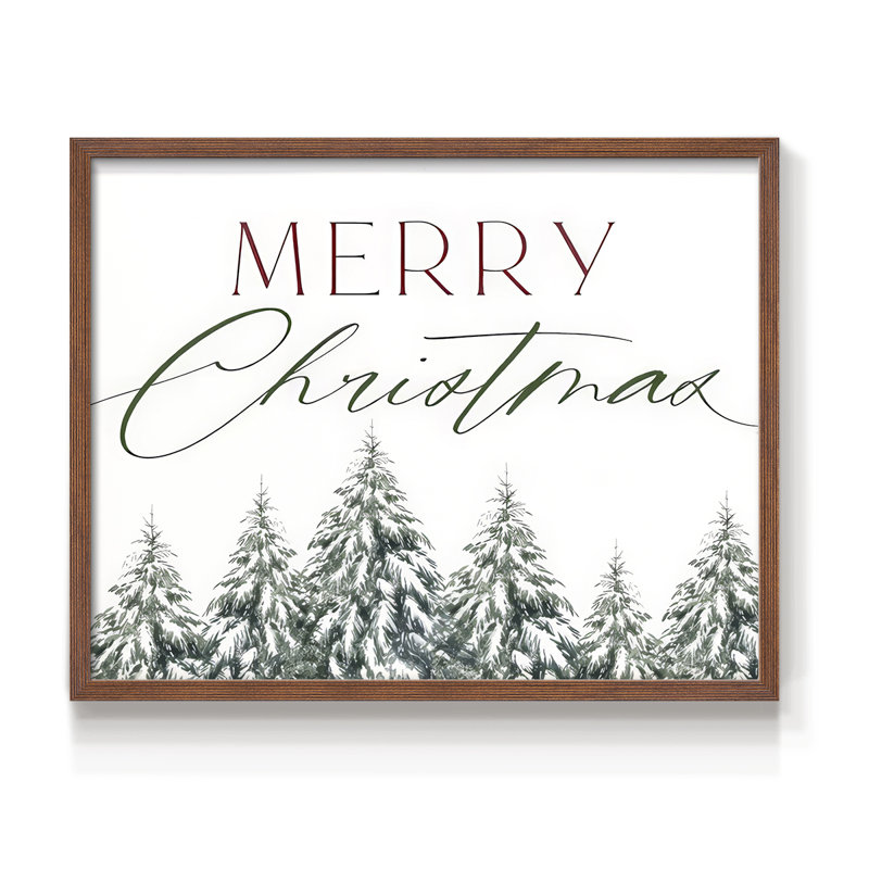 Merry Christmas Trees - Reproduction encadrée - Restickable, H 8 po x l 10 po, Noyer