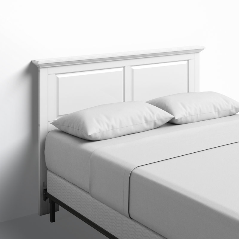 Tête de lit à panneau en bois massif Brixton, Blanc lustré, Double/grand