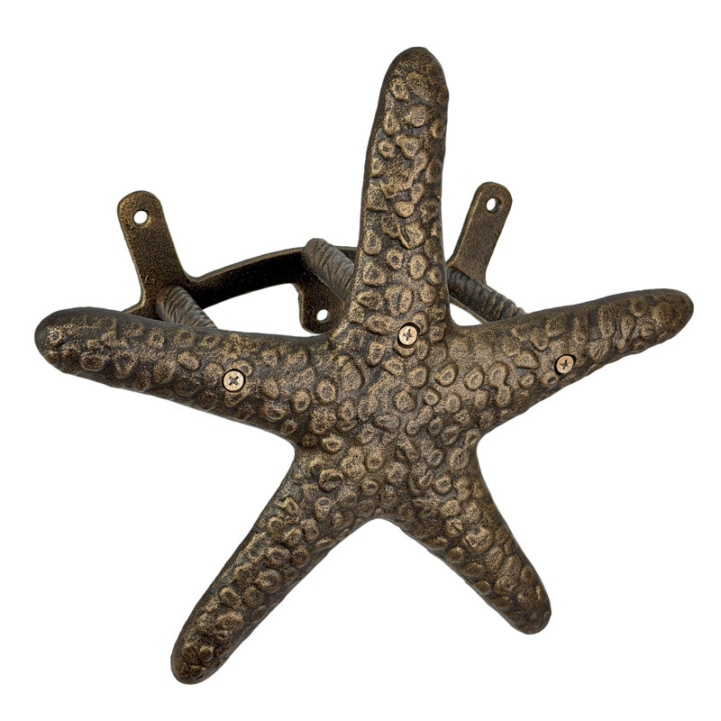 Support mural d'extérieur en fonte bronze, motif étoile de mer côtière, 30 cm de hauteur