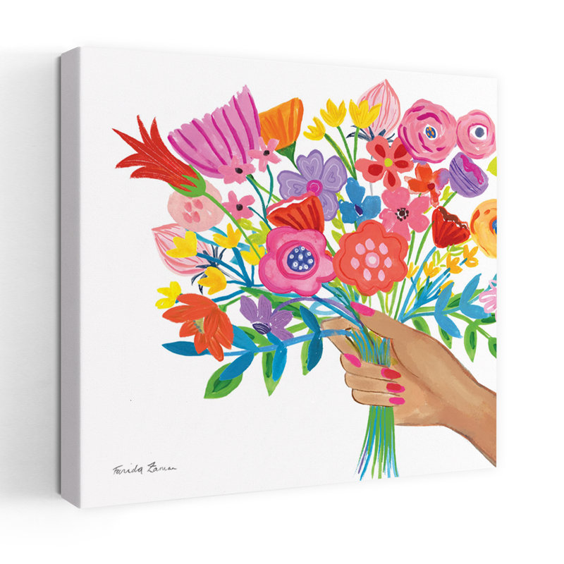 Bouquet contemporain de fleurs avec art bouquet bleu, H 18 po x l 18 po