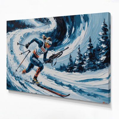 Sports Biathlon Gray Canvas Wall Art