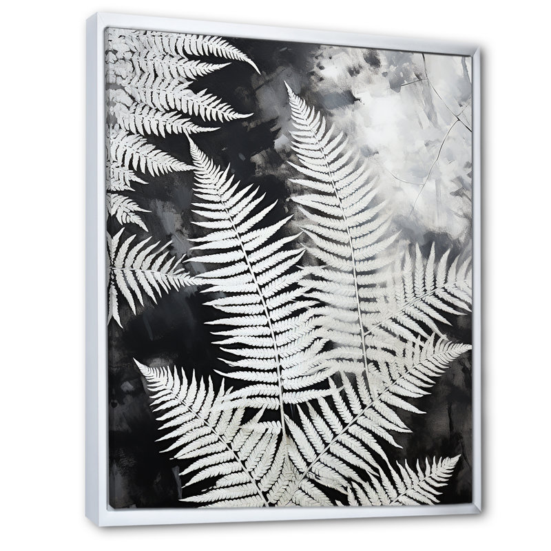 «White Ferns Serene Retreat» sur toile, H 44 po x l 34 po x P 1,5 po, Cadre flottant blanc
