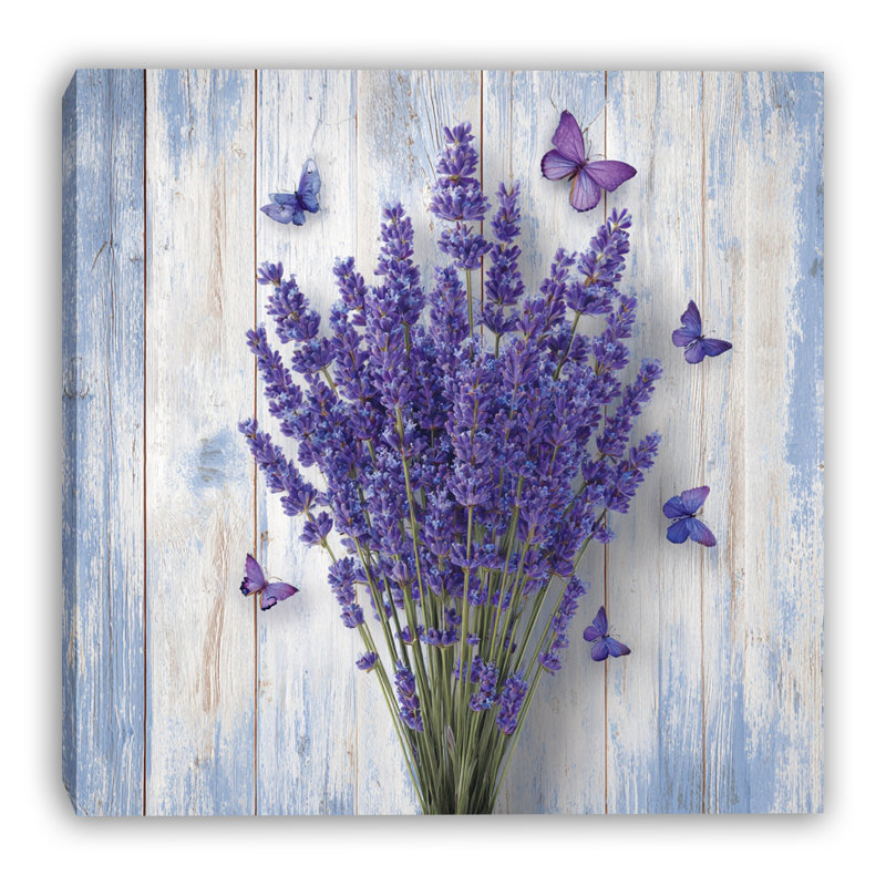 Lavande papillon sur toile tendue, L 30 po x H 30 po x P 1,5 po