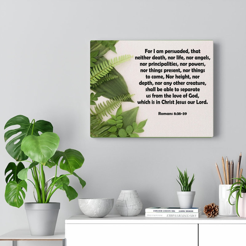 For I Am Persuaded Romans 8: 38-39 Christian Home Decor, art mural prêt pour l'écriture, H 12 po x l 16 po x P 1,25 po
