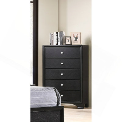 1Pc Modern Glam Style Glam Five Drawer Chest Pattern Wooden Bedroom Furniture