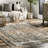 Aagna Distressed Medallion Power Loom Performance Brown/Gray/Ivory Rug-1529334002