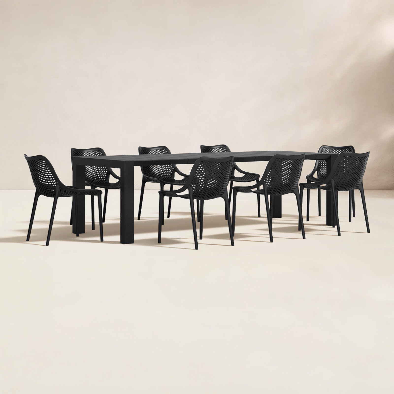 Farrah 102" Patio Dining Set, Black