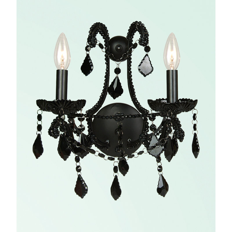 Série ET Crystal 2-lumière bougie bougeoir, Noir