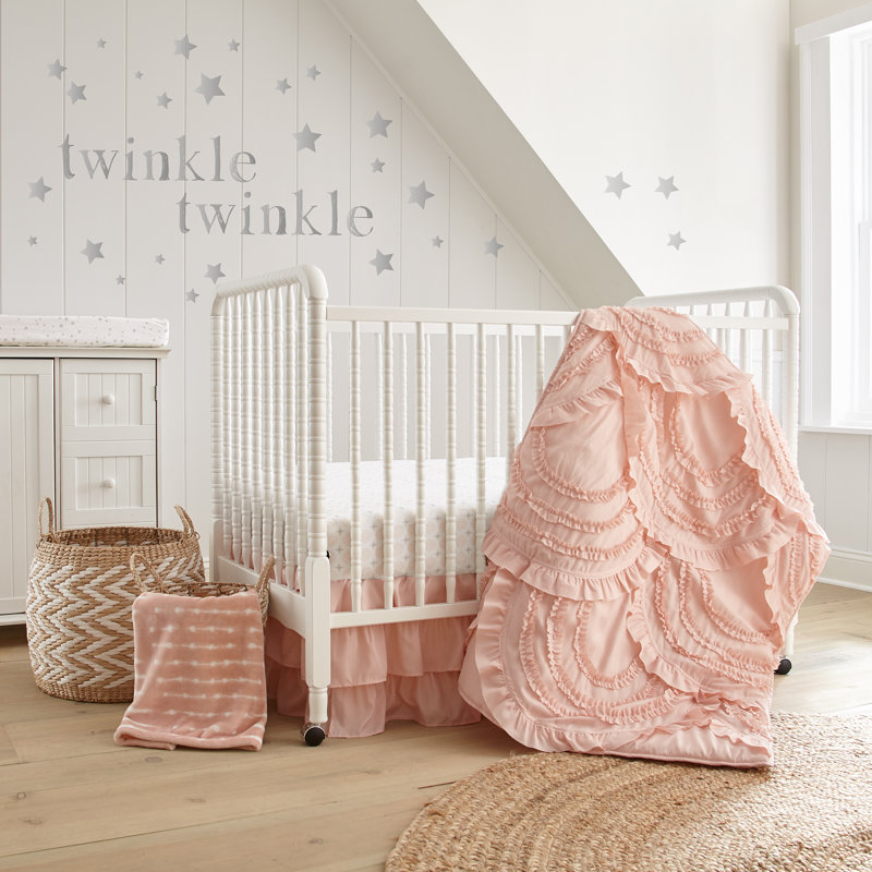 Ensemble de literie pour lit de bébé 4 pièces Skylar, Rose