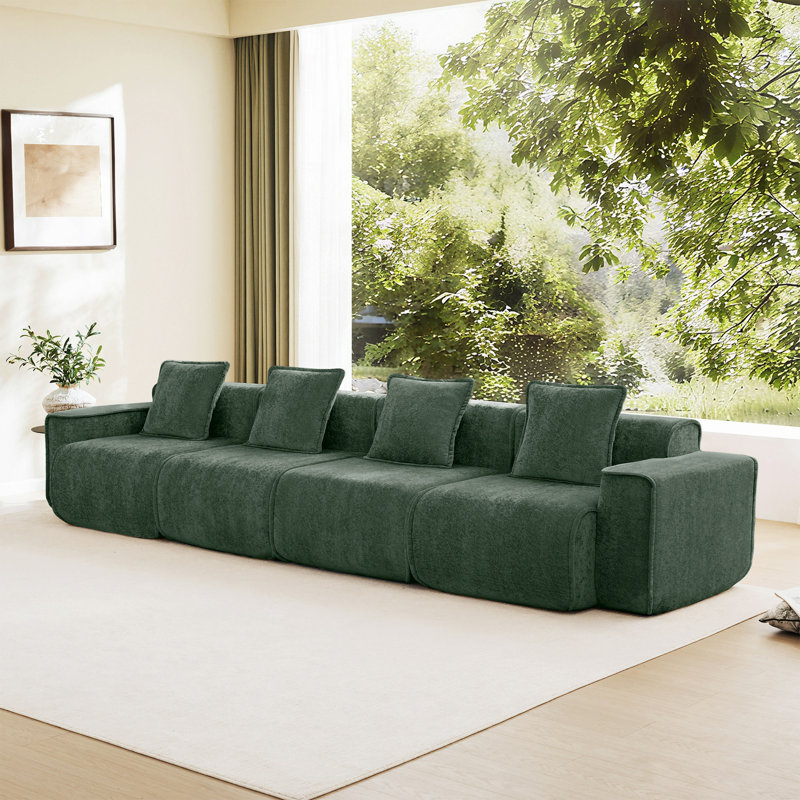 Boneless Harrison LSF&RSF Sofa Velvet, 31.1" H x 138.58" W x 38.2" D, 4, Green