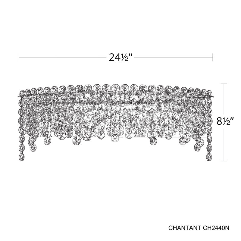 Chantant 4 Light 24.5in x 8.5in Bath Vanity & Wall Light in Polished Stainless Steel with Clear Radiance Crystals, 4 Lights