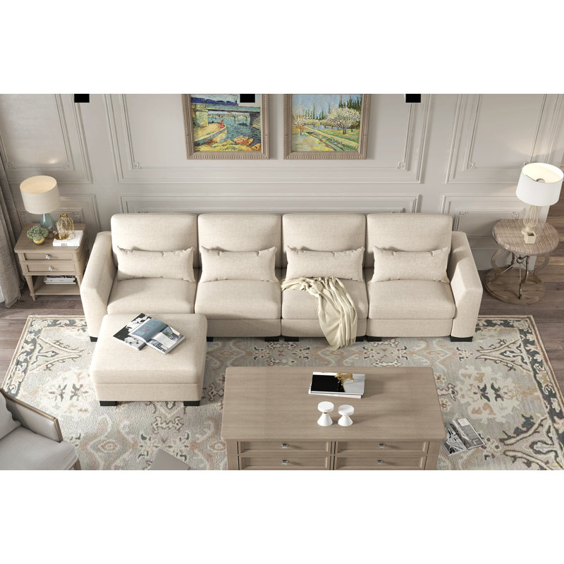 Canapé modulaire en L de 130 po avec repose-pieds avec rangement