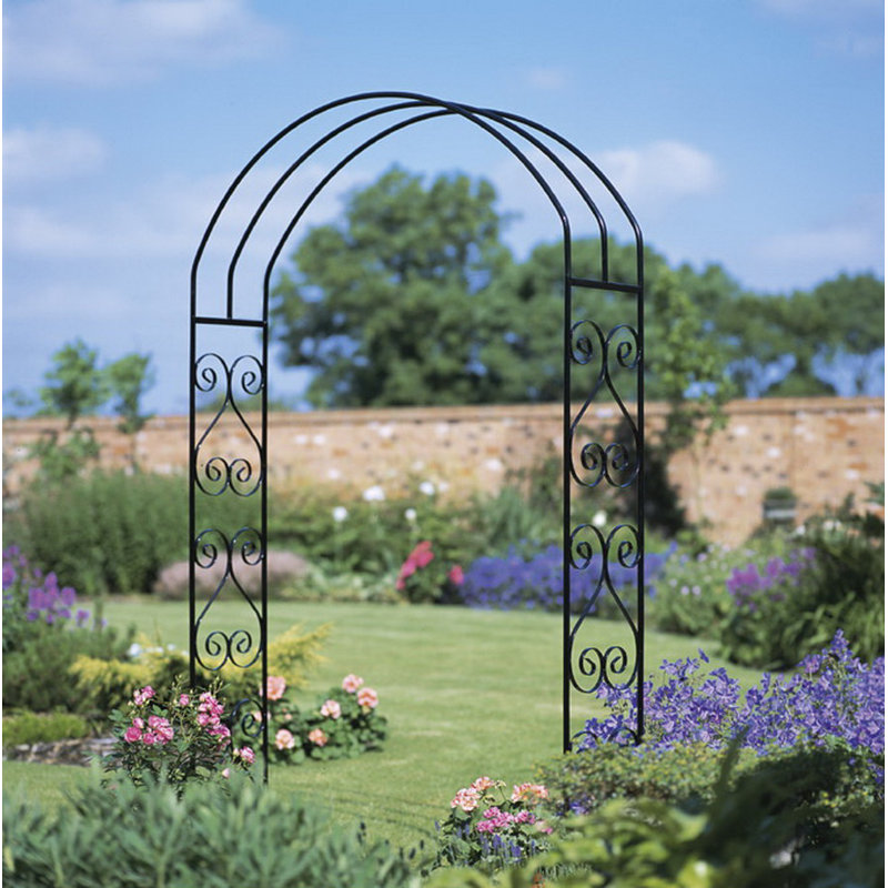 Boda 30cm D Metal Arbour in Black, 152cm W x 203cm H x 30cm D