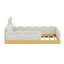 Lit plateforme tapissier simple avec coussins et sacs de rangement-119619721