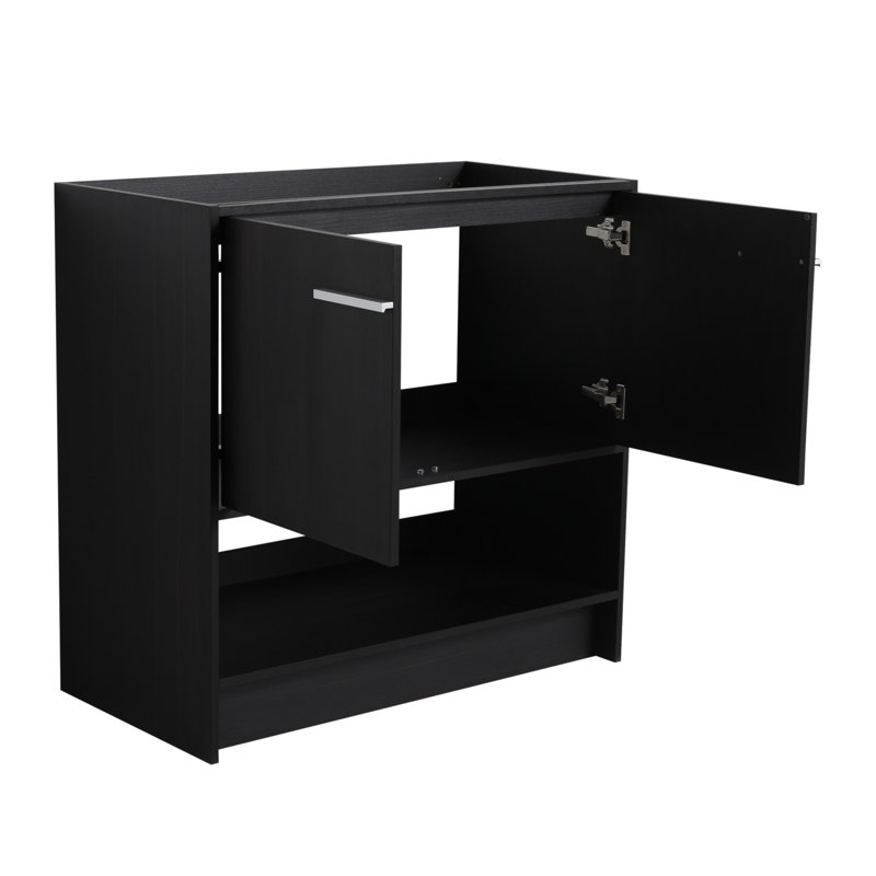 Meuble-lavabo autoportant de 36 pouces avec lavabo en céramique et portes à fermeture douce, fabrication en contreplaqué durable