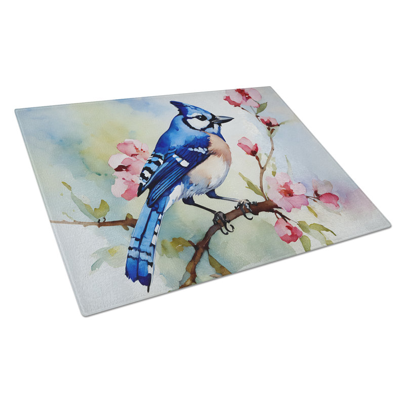Blue Jay Glass Cutting Board